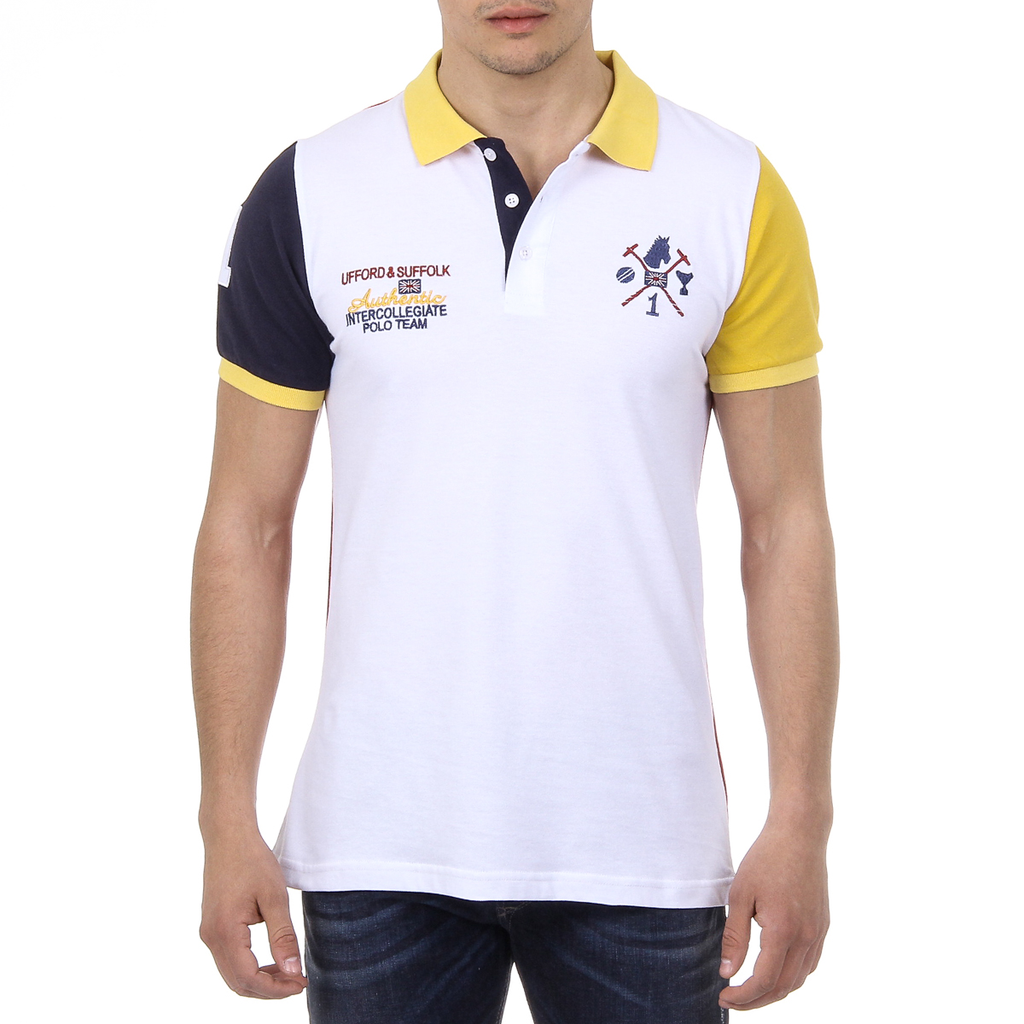 Polo Ufford & Suffolk Polo Club para hombre, manga corta, US009, blanco