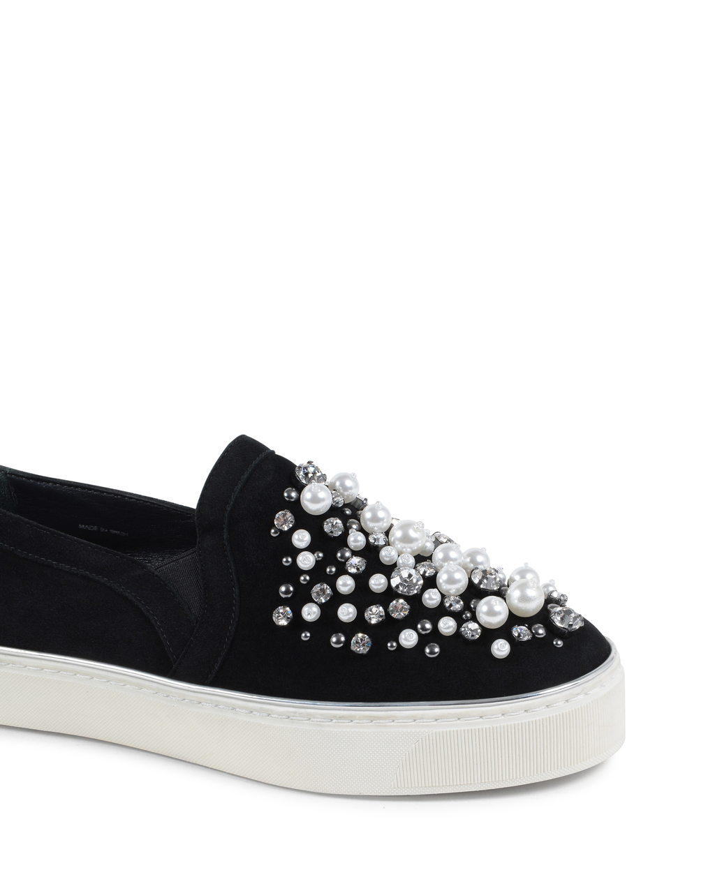 Stuart Weitzman - Zapatillas sin cordones para mujer, color negro, con decoración