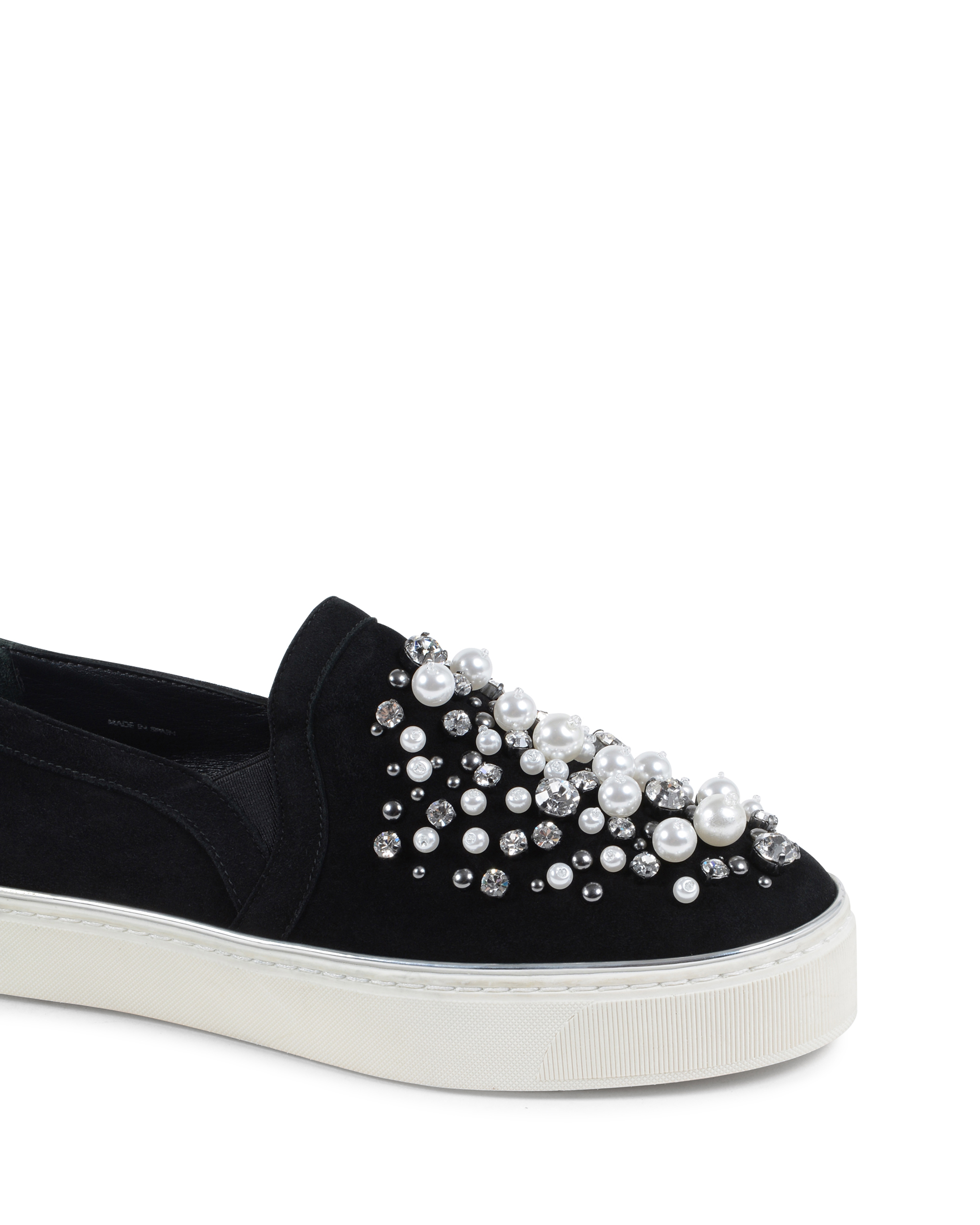 Stuart Weitzman - Zapatillas sin cordones para mujer, color negro, con decoración