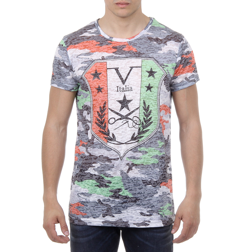 V 1969 Italia Mens T-shirt Short Sleeves Round Neck Multicolor OWEN