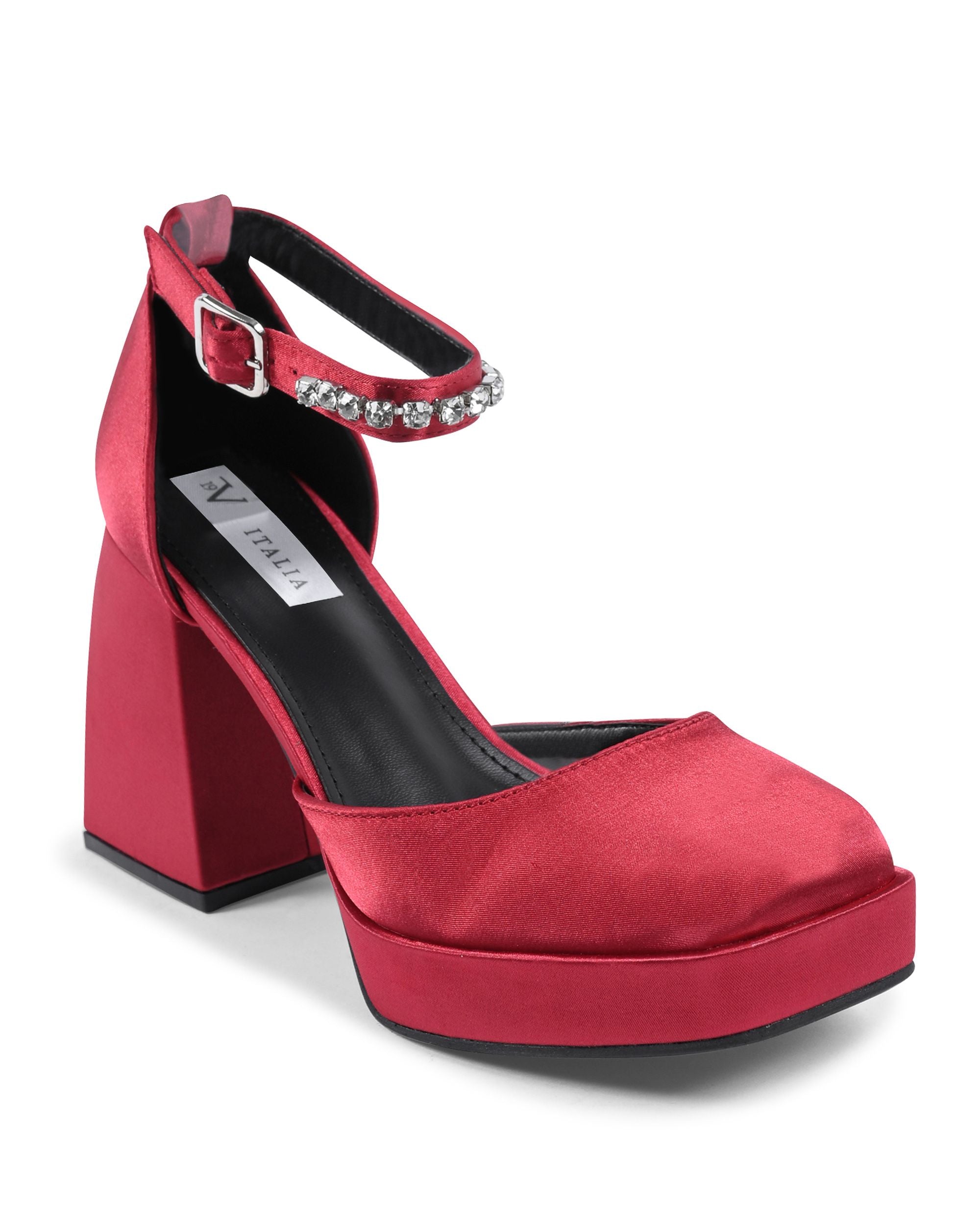 19V69 Italia - Zapatos de salón con tira al tobillo para mujer, color Burdeos J010 BURDEOS