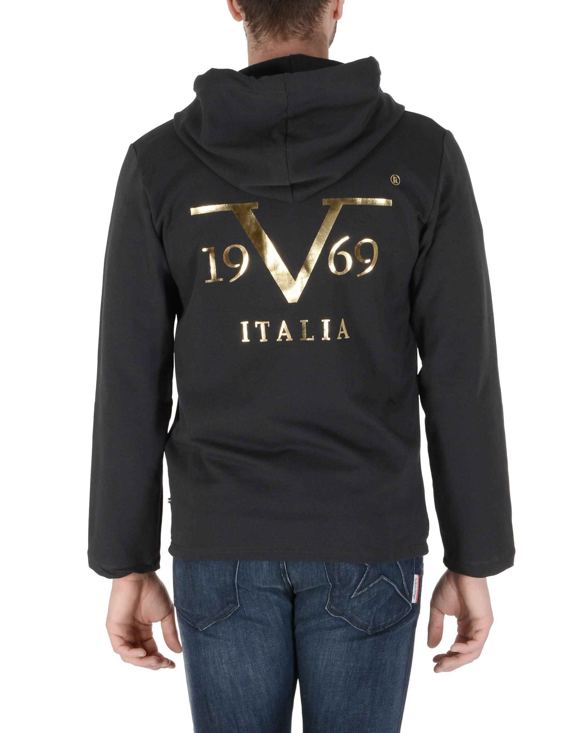 Sudadera con capucha 19V69 Italia para hombre gris oscuro THOMAS DARK GREY