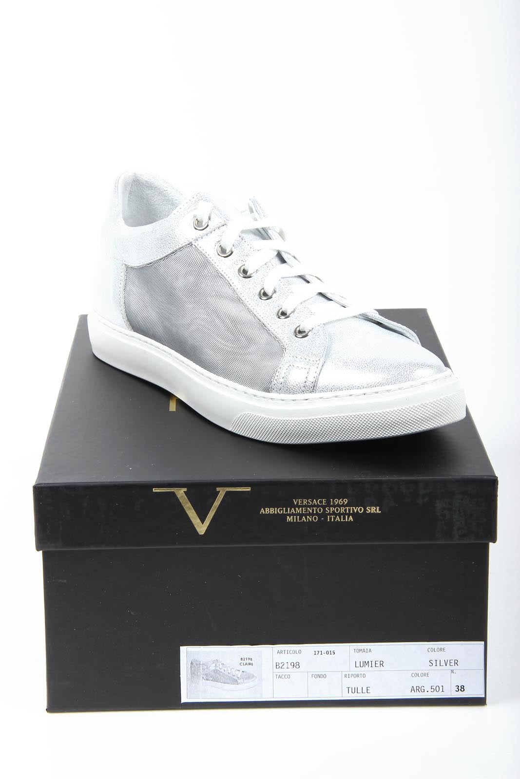 V 1969 Italia Zapatillas de mujer B2198 LUMIER TUL PLATA ARG. 501