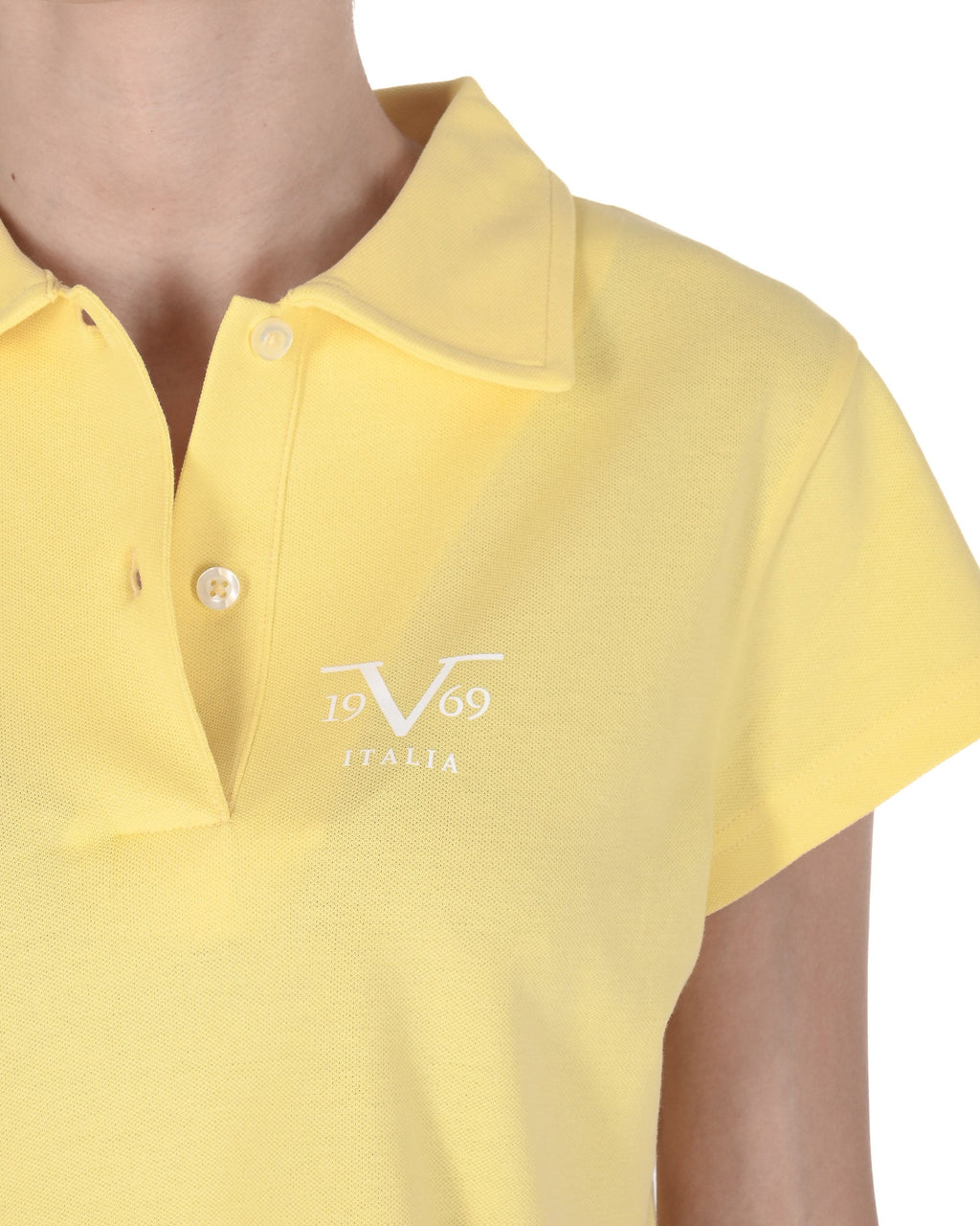 19V69 Italia Womens Cropped Pique Polo VSC1WPL01 POPCORN