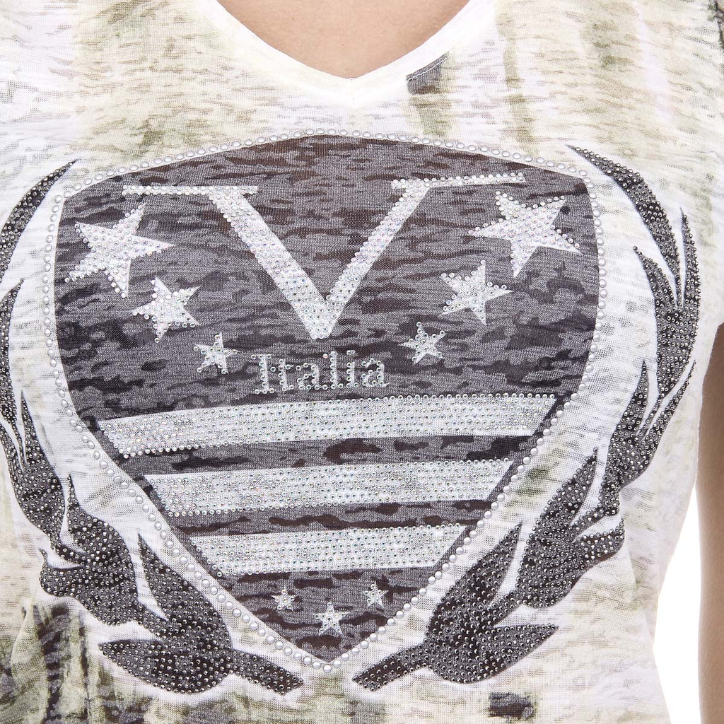 V 1969 Italia Womens T-shirt Short Sleeves V-Neck Yellow EMILY