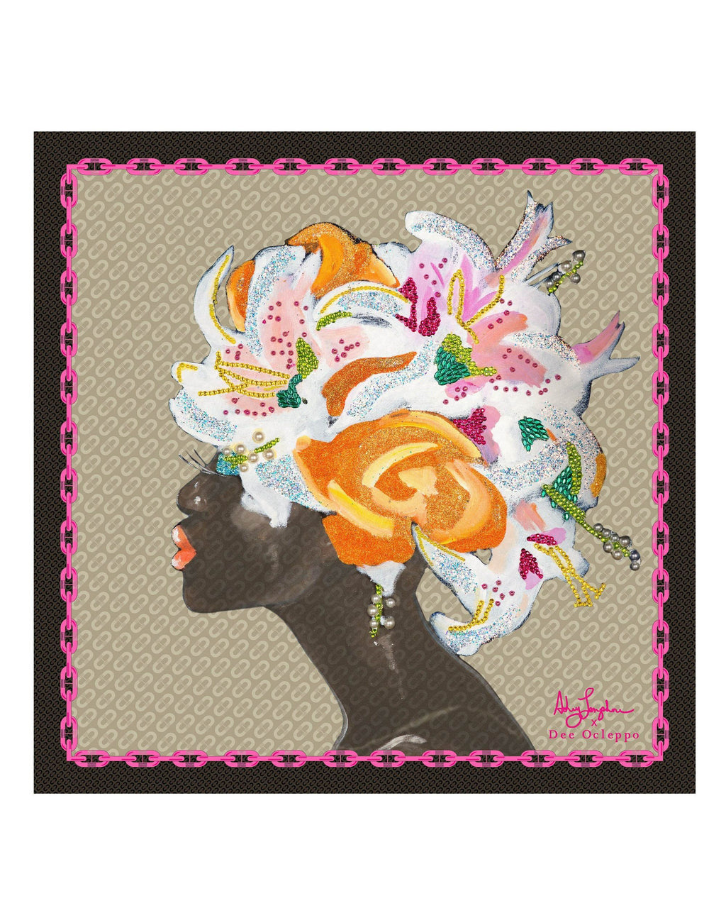 Bufanda de seda italiana Dee X Ashley Longshore