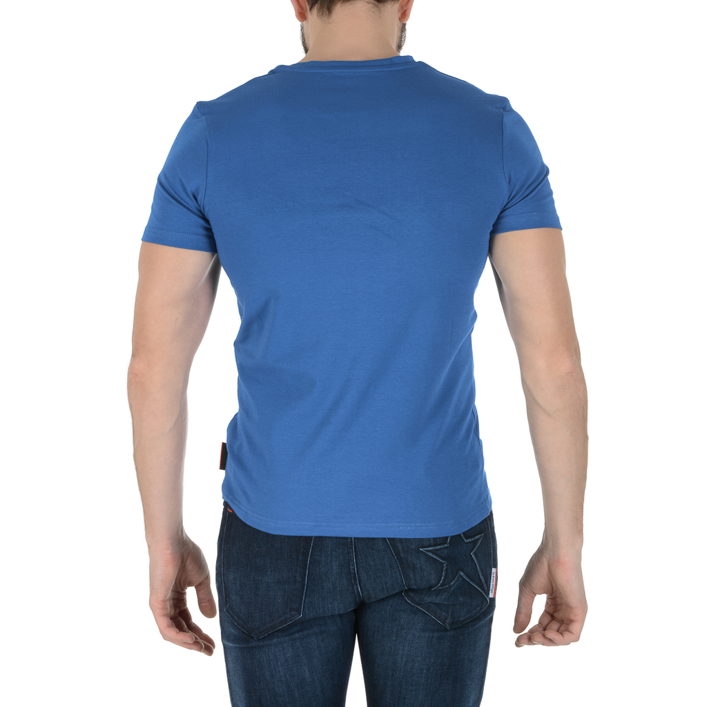 Camiseta Andrew Charles para hombre, manga corta, cuello en V, azul, KENAN