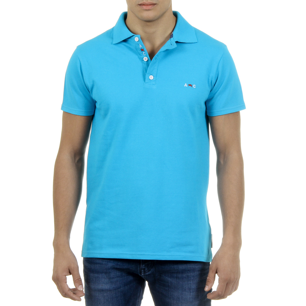 Polo Andrew Charles para hombre de manga corta azul claro SEFU