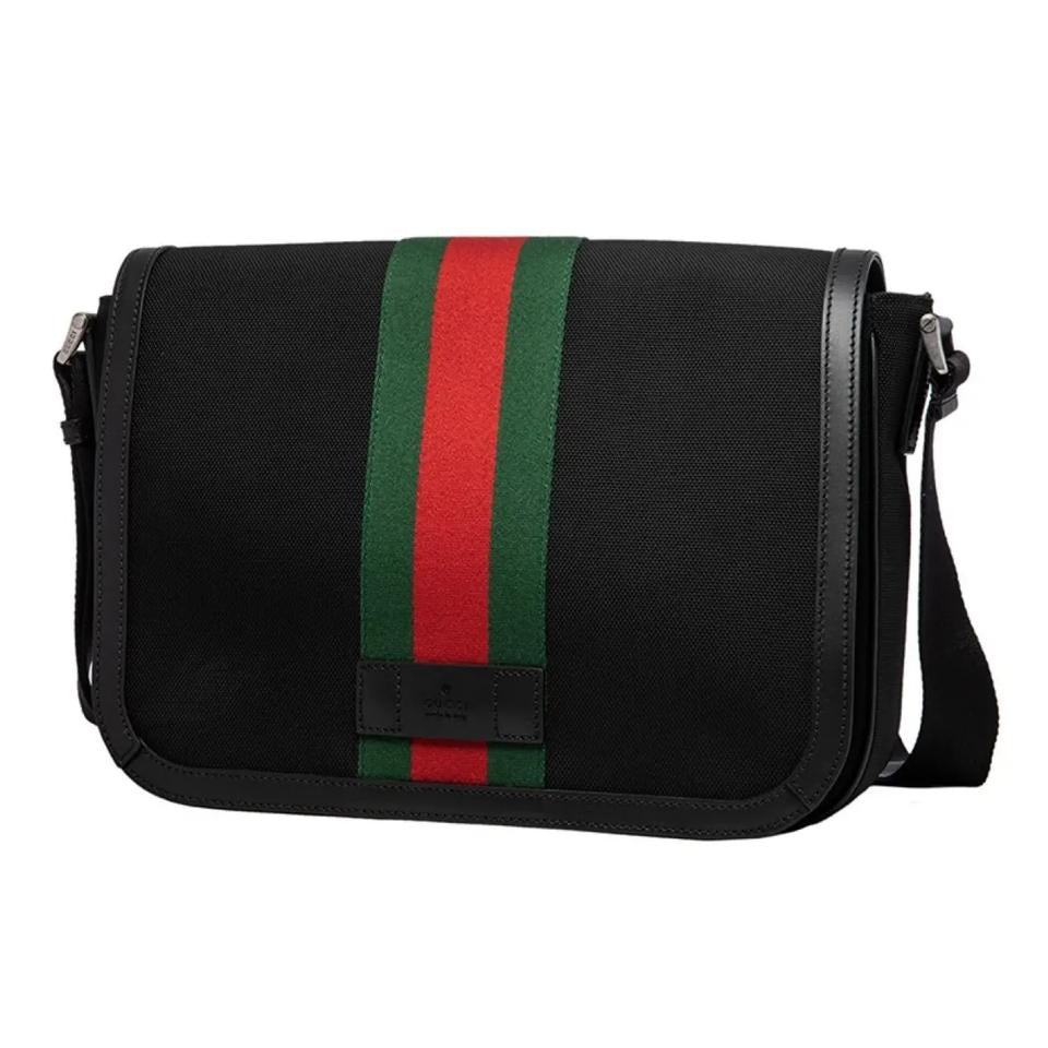 Bolso bandolera Gucci Web Stripe para hombre, color negro