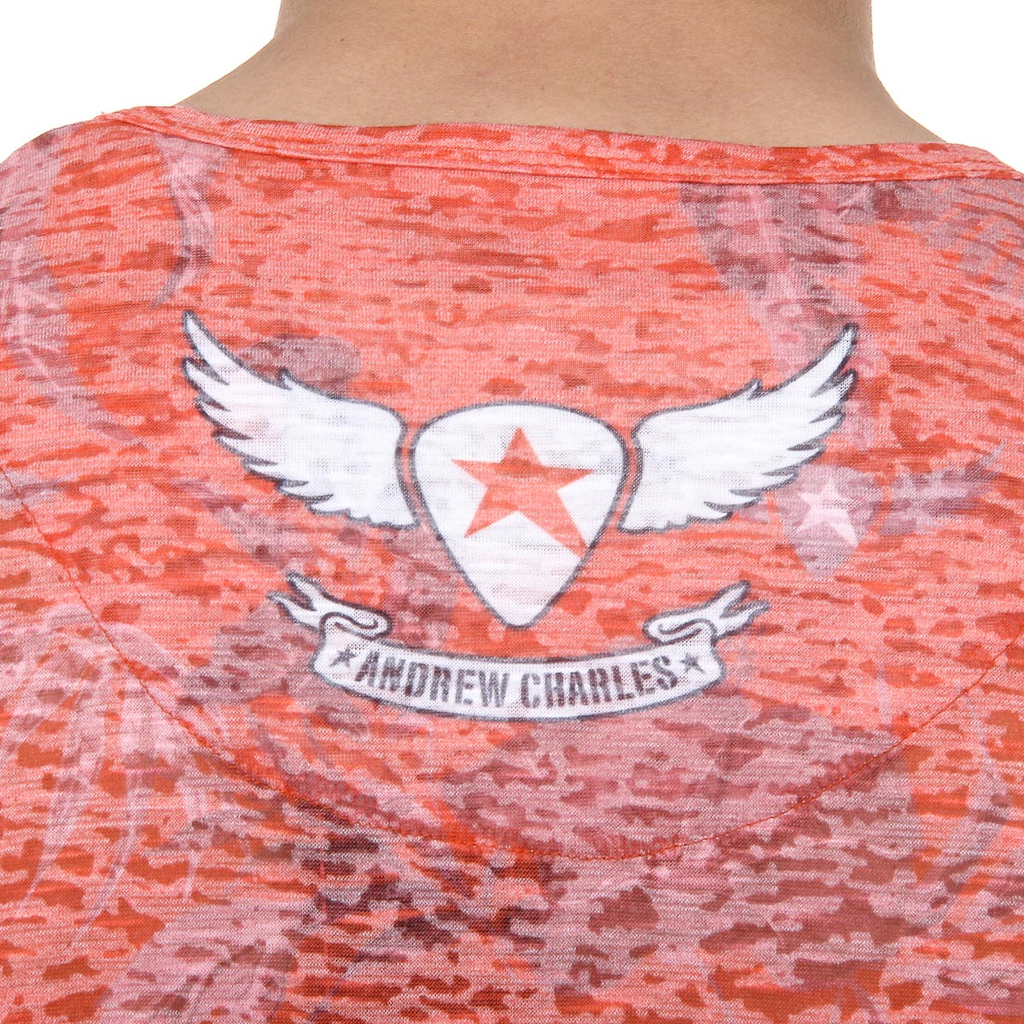Andrew Charles Mens T-Shirt Short Sleeves V-Neck Red ISAAC