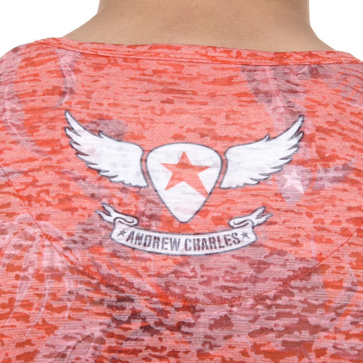 Andrew Charles Mens T-Shirt Short Sleeves V-Neck Red ISAAC