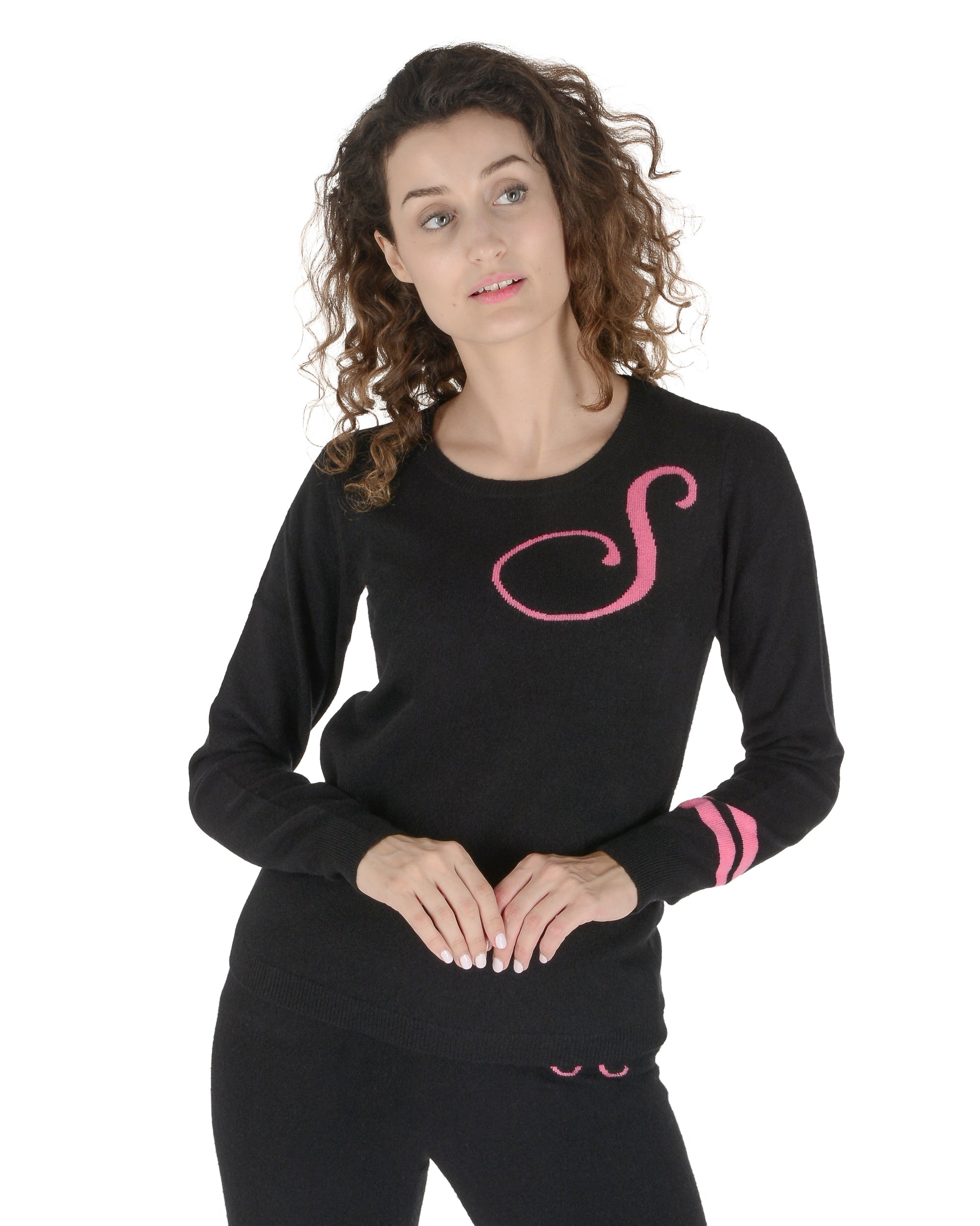 Suéter de cachemira con cuello redondo - Negro
