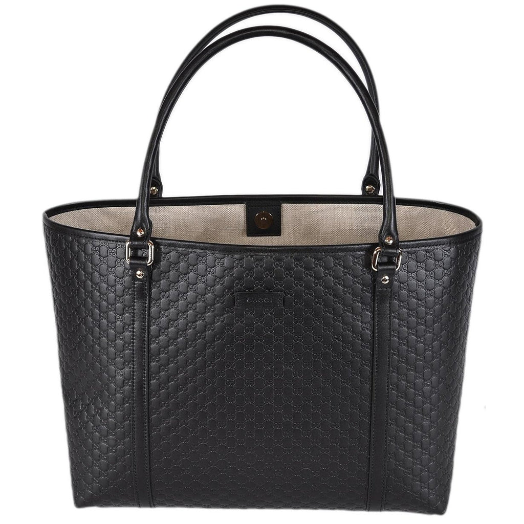 Bolso shopper de piel Gucci Guccissima negro