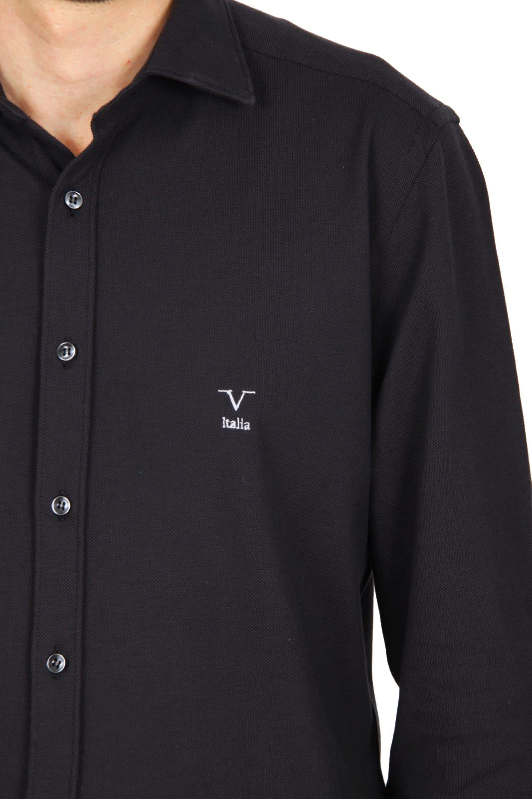 Camisa de manga larga para hombre V 1969 Italia Paris Piquet Nero