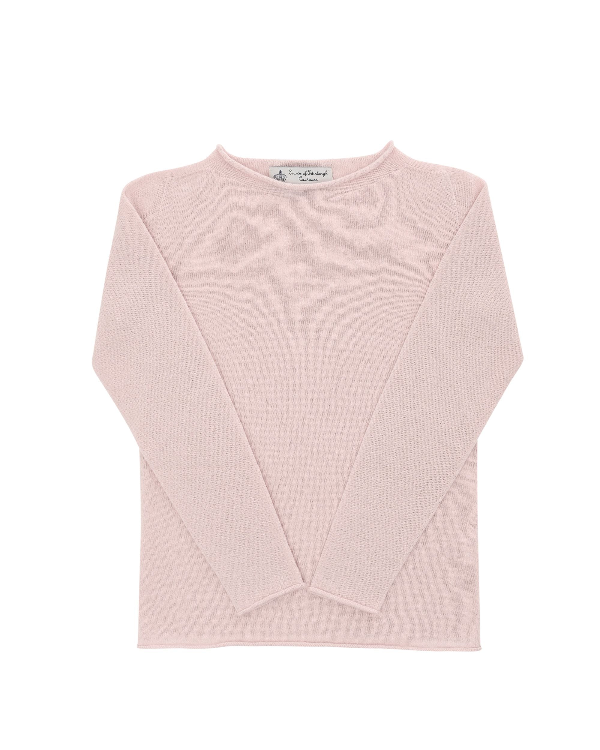 Suéter de cuello barco para mujer de cachemira Crown of Edinburgh COE 0025 BABY PINK