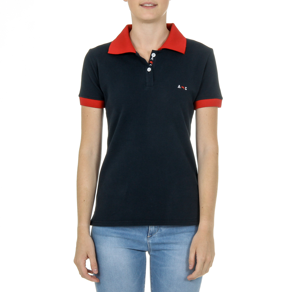 Polo Andrew Charles para mujer, manga corta, azul oscuro, NIA
