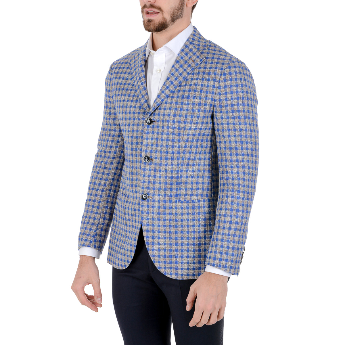 Chaqueta Barba Napoli para hombre de manga larga a cuadros