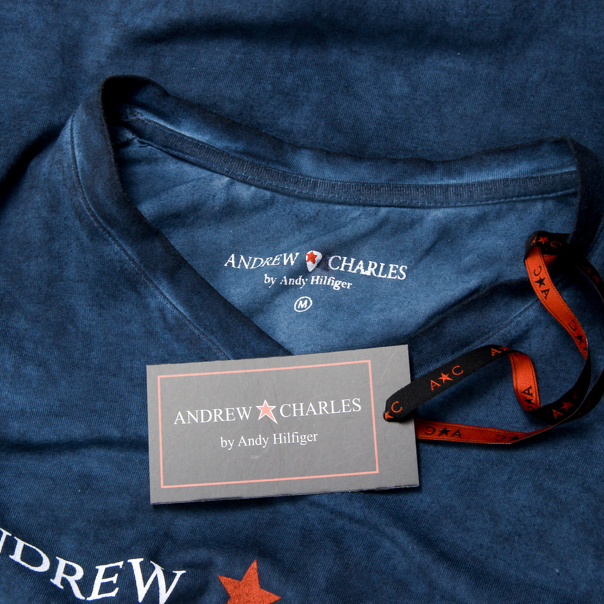 Camiseta Andrew Charles para hombre, manga corta, cuello en V, azul, KOFI