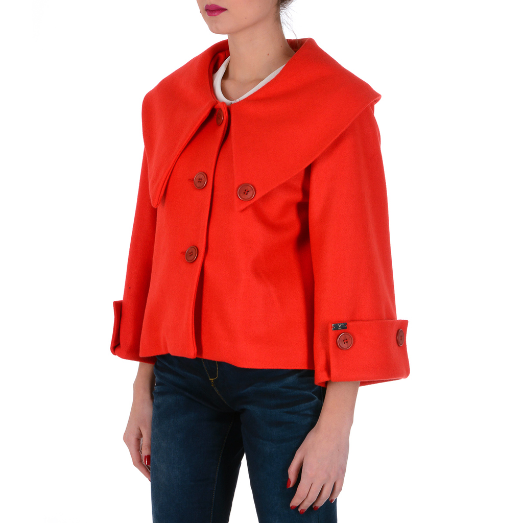 V 1969 Italia Chaqueta de mujer de manga larga roja LUCY