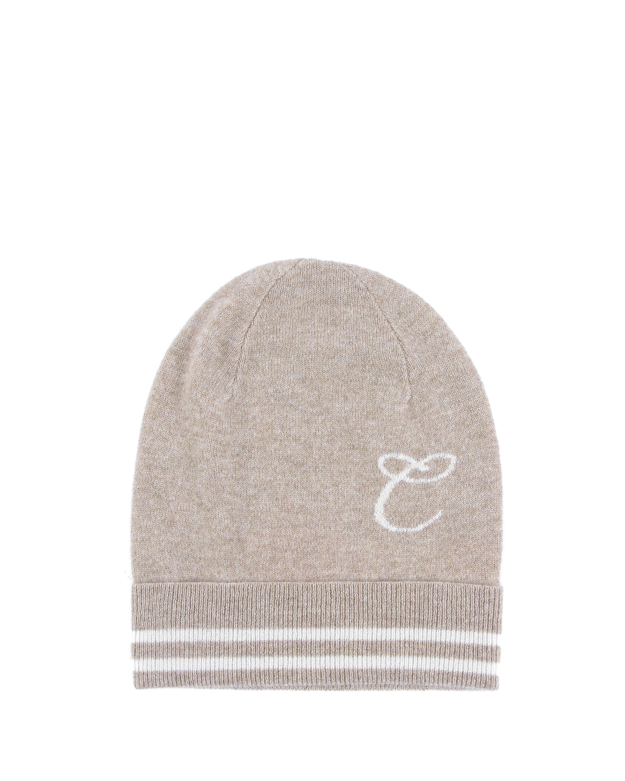 Gorro de cachemira con monograma - Camel