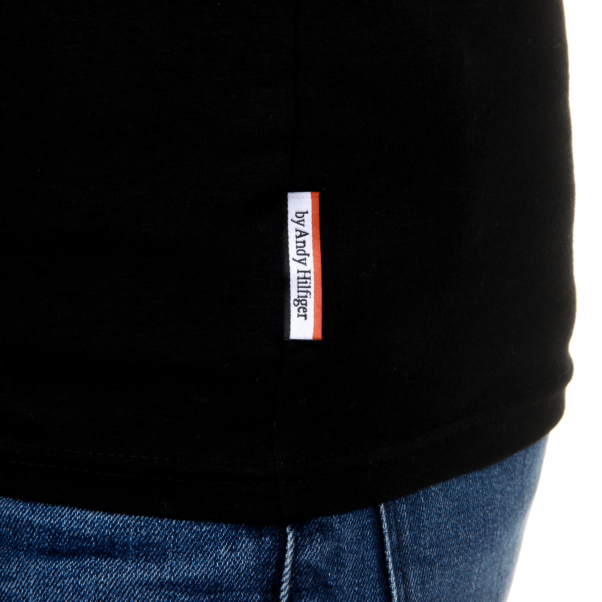 Camiseta Andrew Charles para hombre, manga corta, cuello en V, negra, KENAN