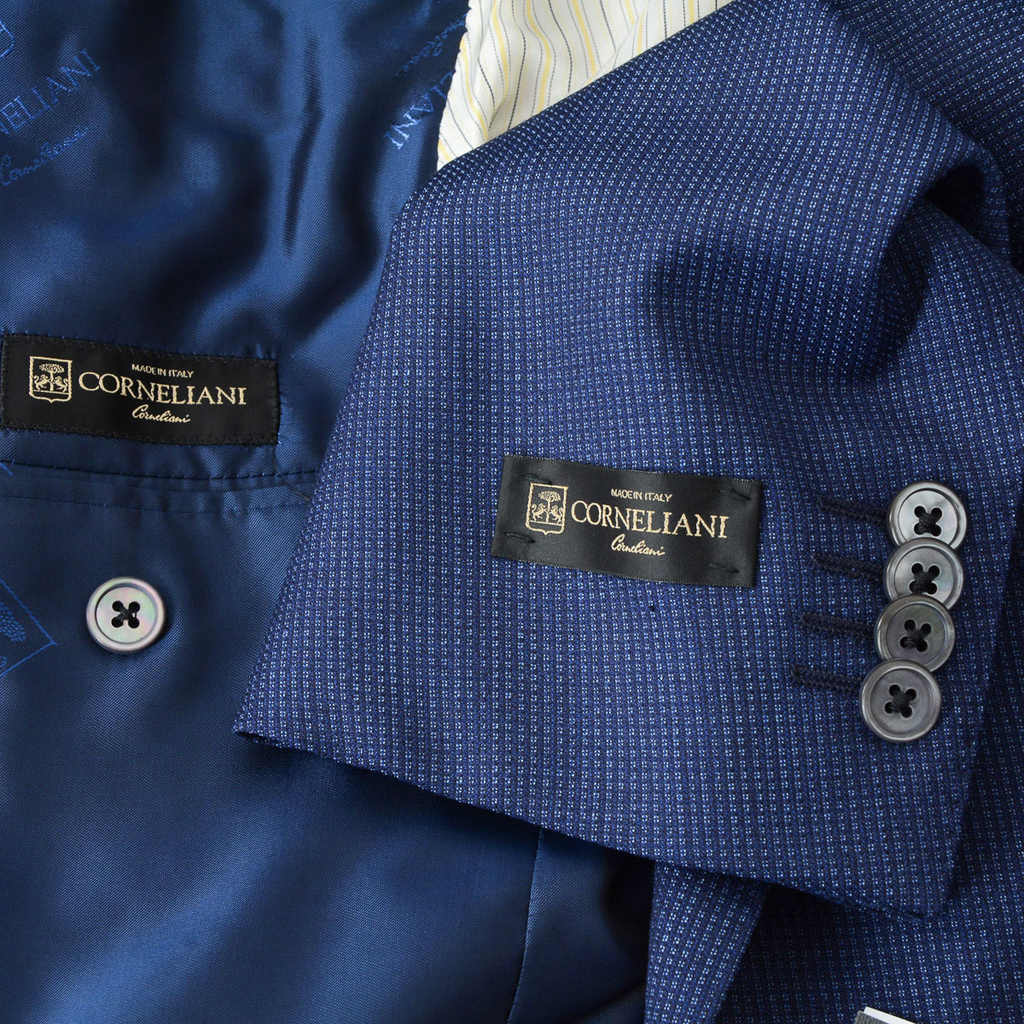 Corneliani Mens Suit Long Sleeves Blue Super 110's
