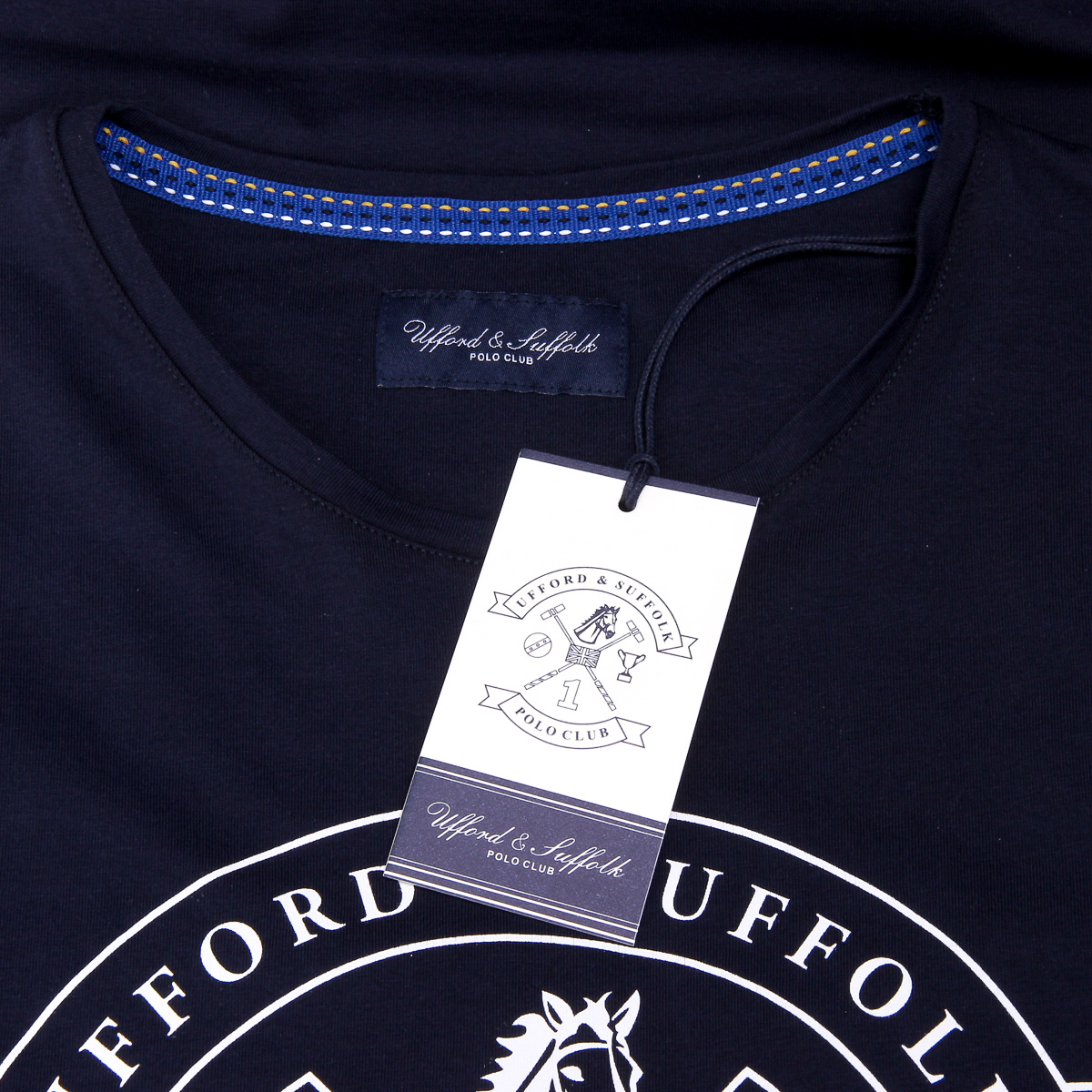 Camiseta de hombre Ufford & Suffolk Polo Club, manga corta, cuello redondo, US027, azul marino