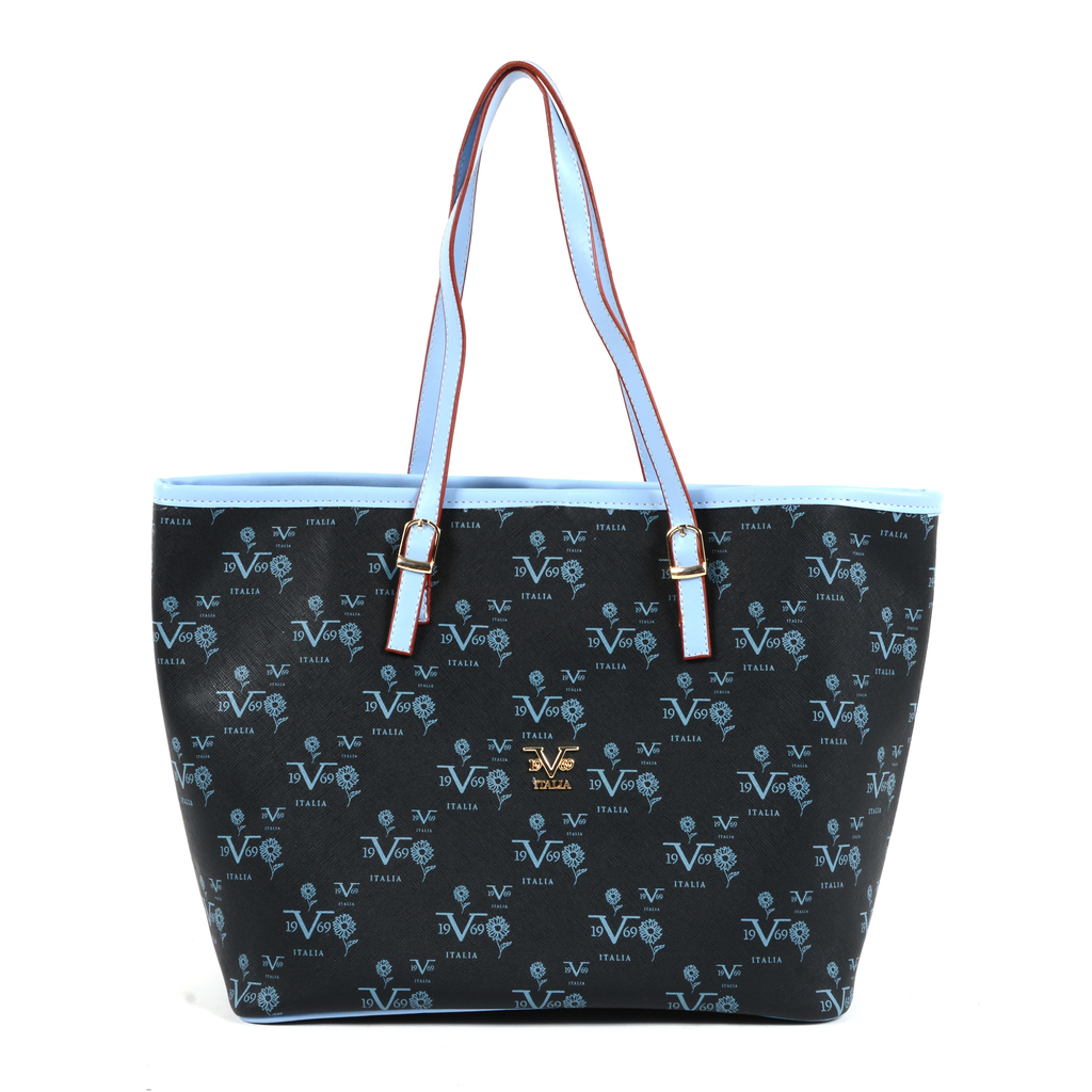 19V69 Italia Womens Handbag Multicolor 8VXW19694717 BLACK LIGHT BLUE