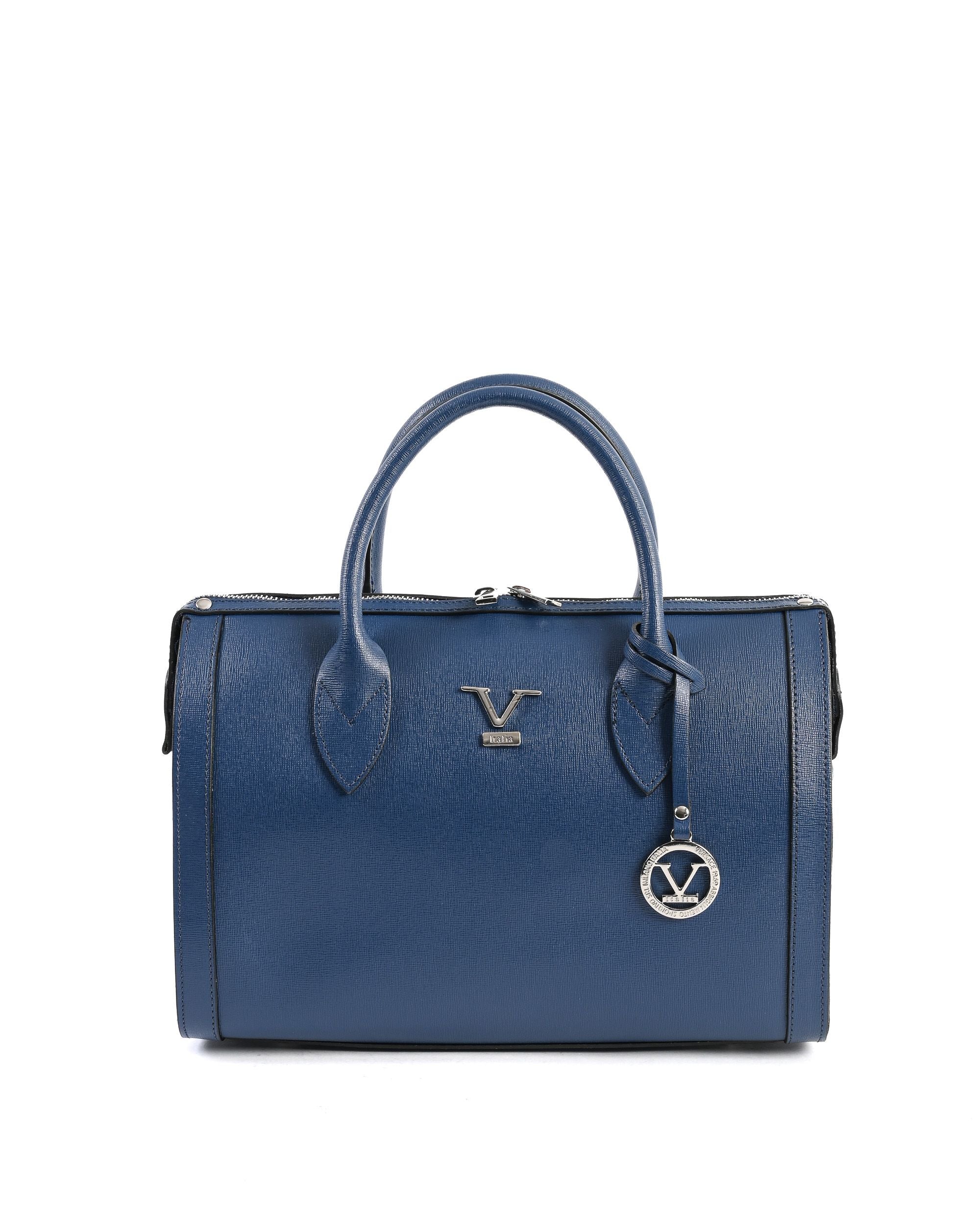 Bolso de mano para mujer V Italia Blue Jeans V014-S SAFFIANO BLUE JEANS