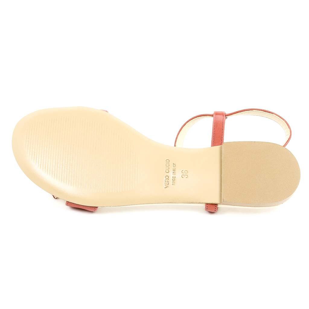 Sandalia plana V 1969 Italia para mujer, color rojo, LISA