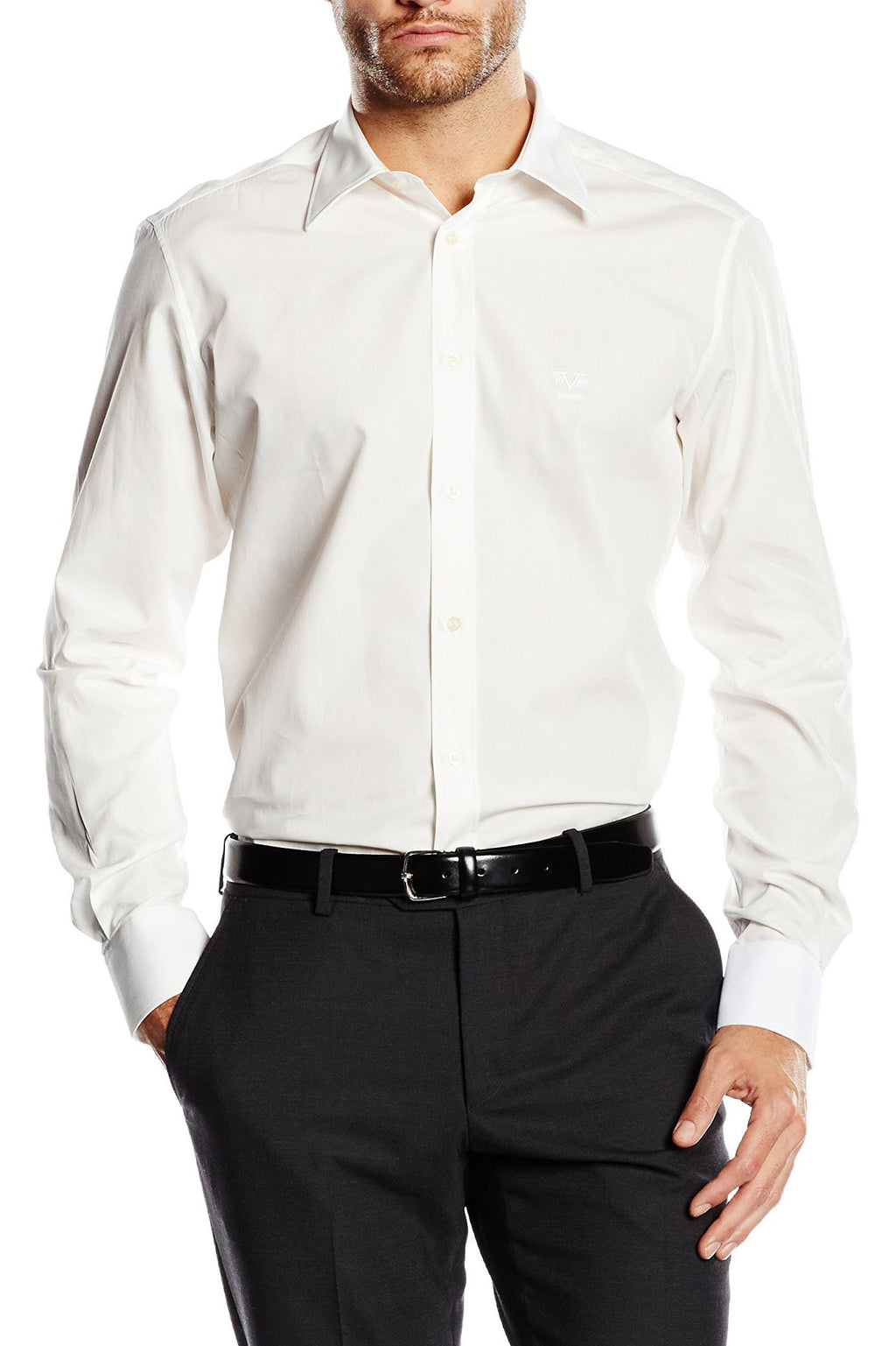 Camisa de cuello clásico moderno V 1969 Italia para hombre MCC36