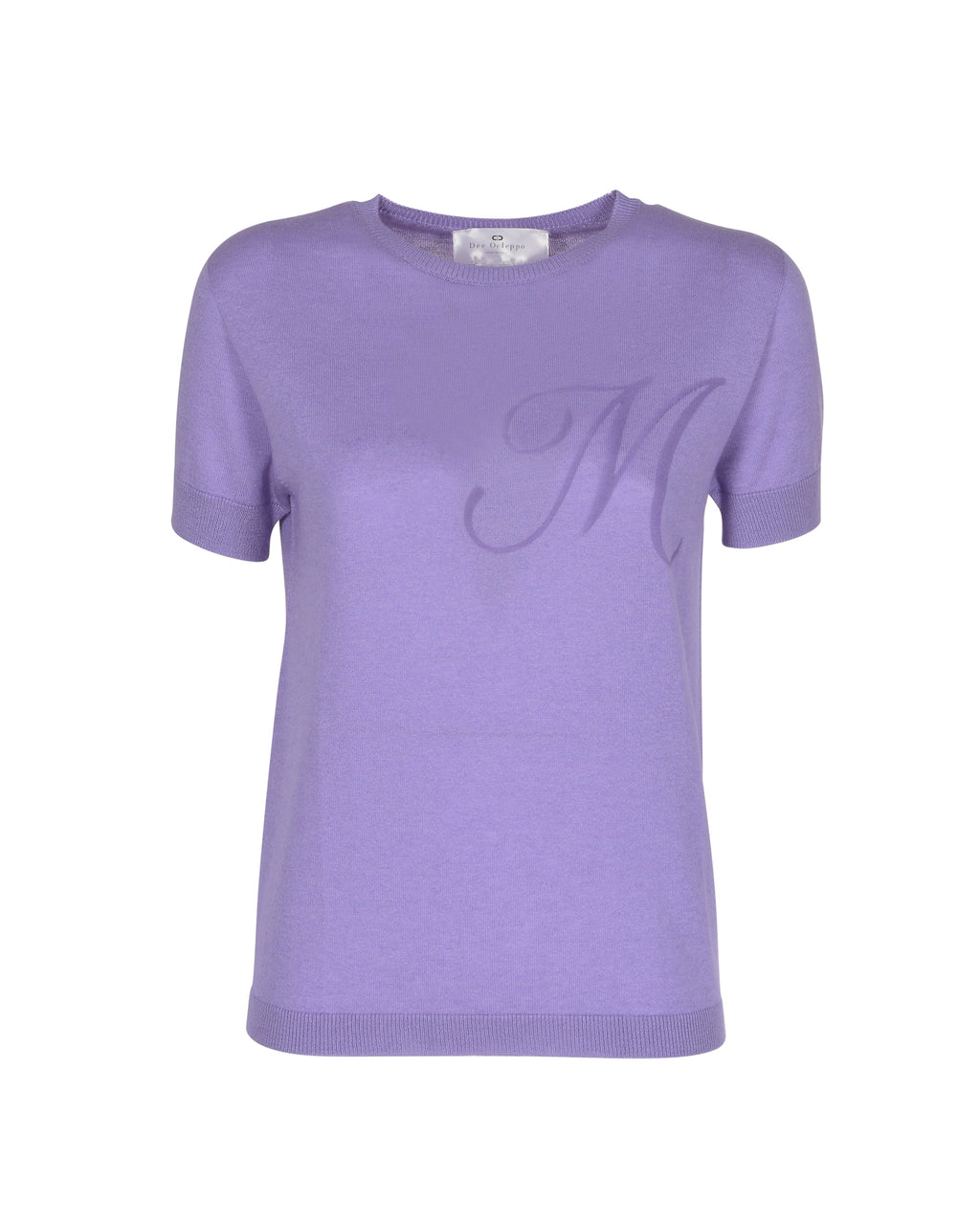 Jersey de cachemira de verano con cuello redondo y manga corta, color lila