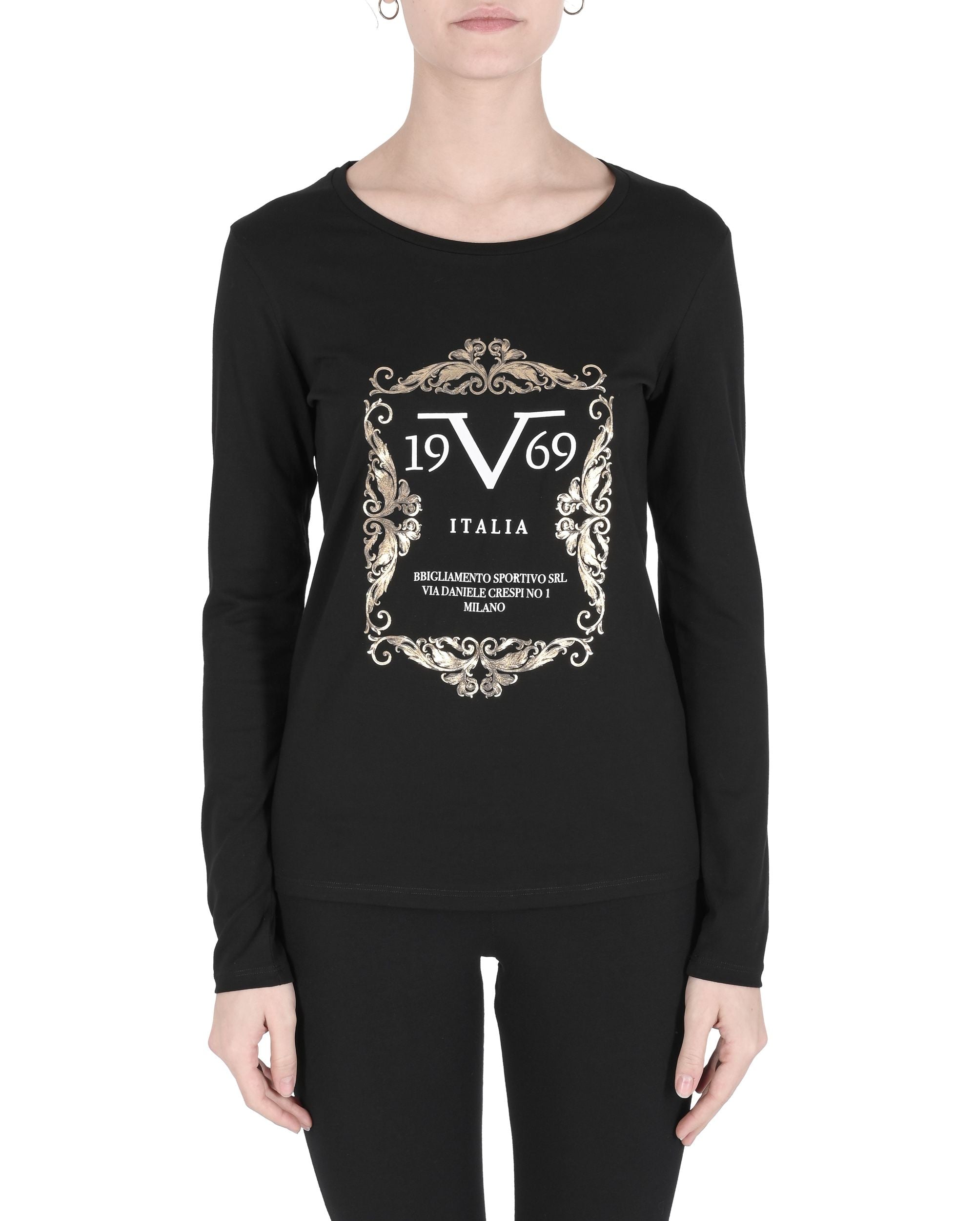 Camiseta de mujer 19V69 Italia ANGELICA NEGRA