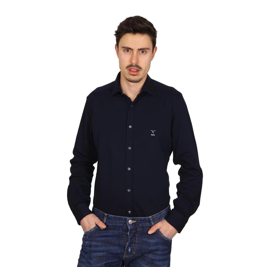 Camisa de manga larga para hombre V 1969 Italia Paris Piquet Blu