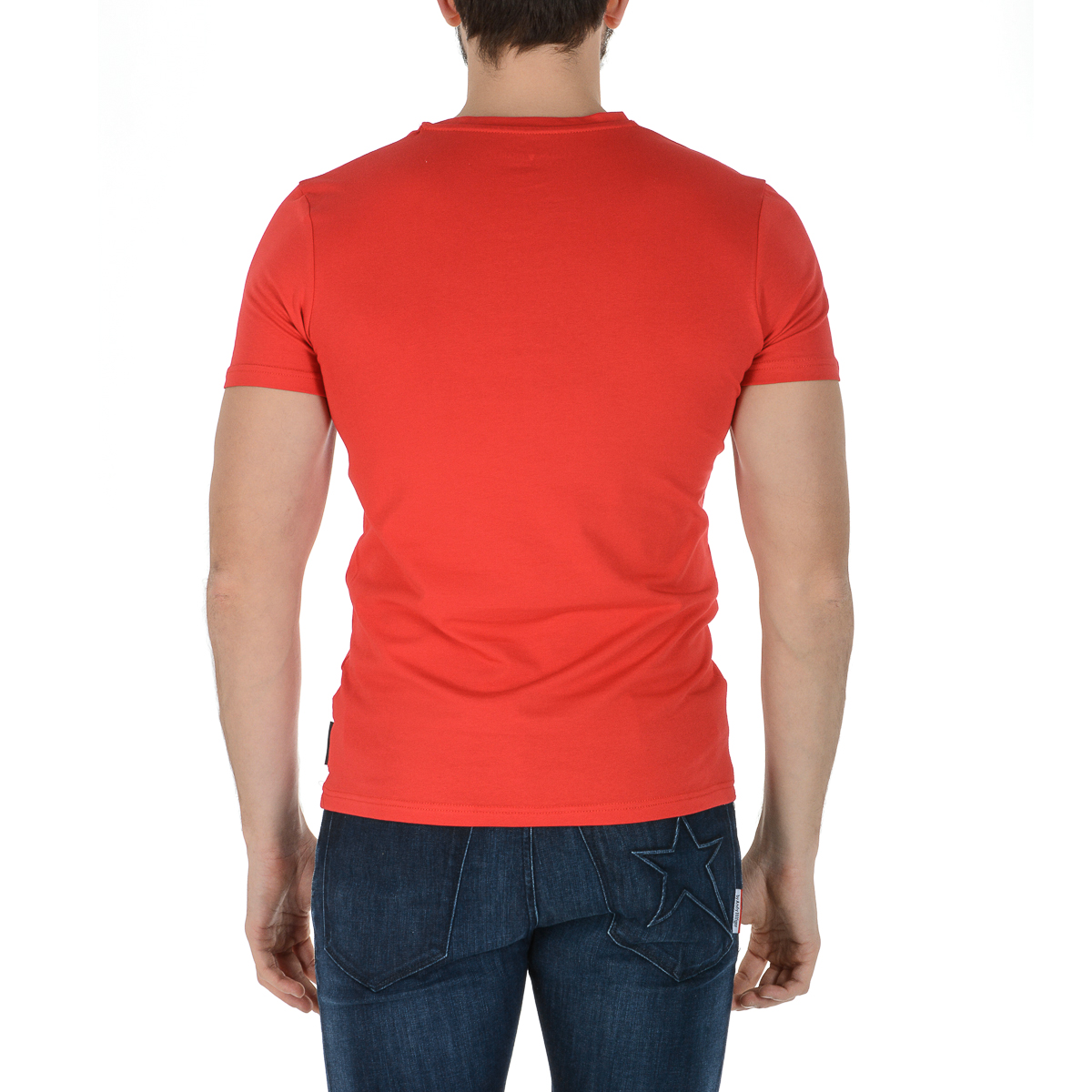 Camiseta Andrew Charles para hombre, manga corta, cuello en V, roja, KENAN