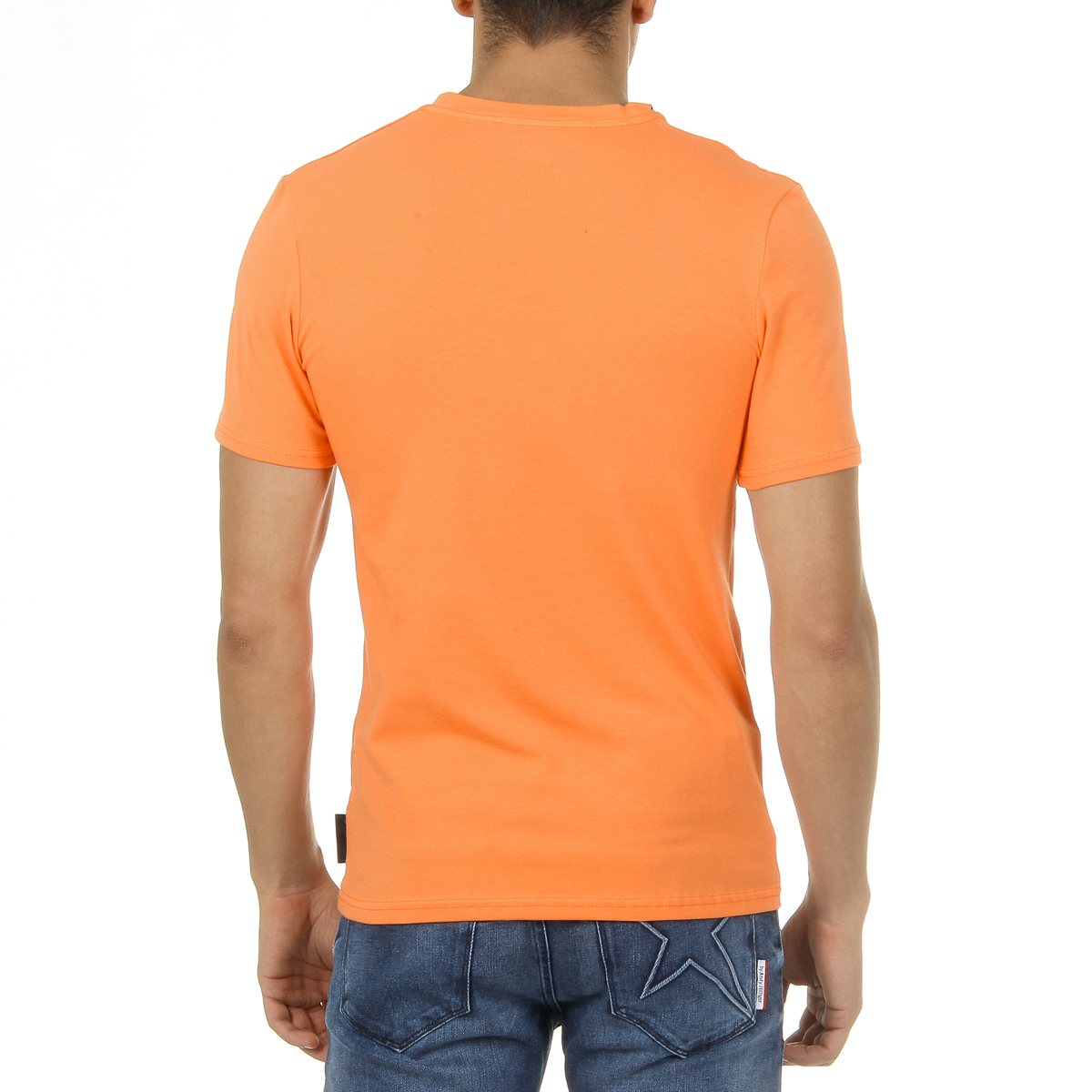 Camiseta Andrew Charles para hombre, manga corta, cuello en V, naranja, KENAN
