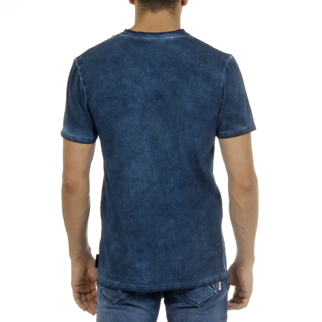 Camiseta Andrew Charles para hombre, manga corta, cuello en V, azul, KOFI