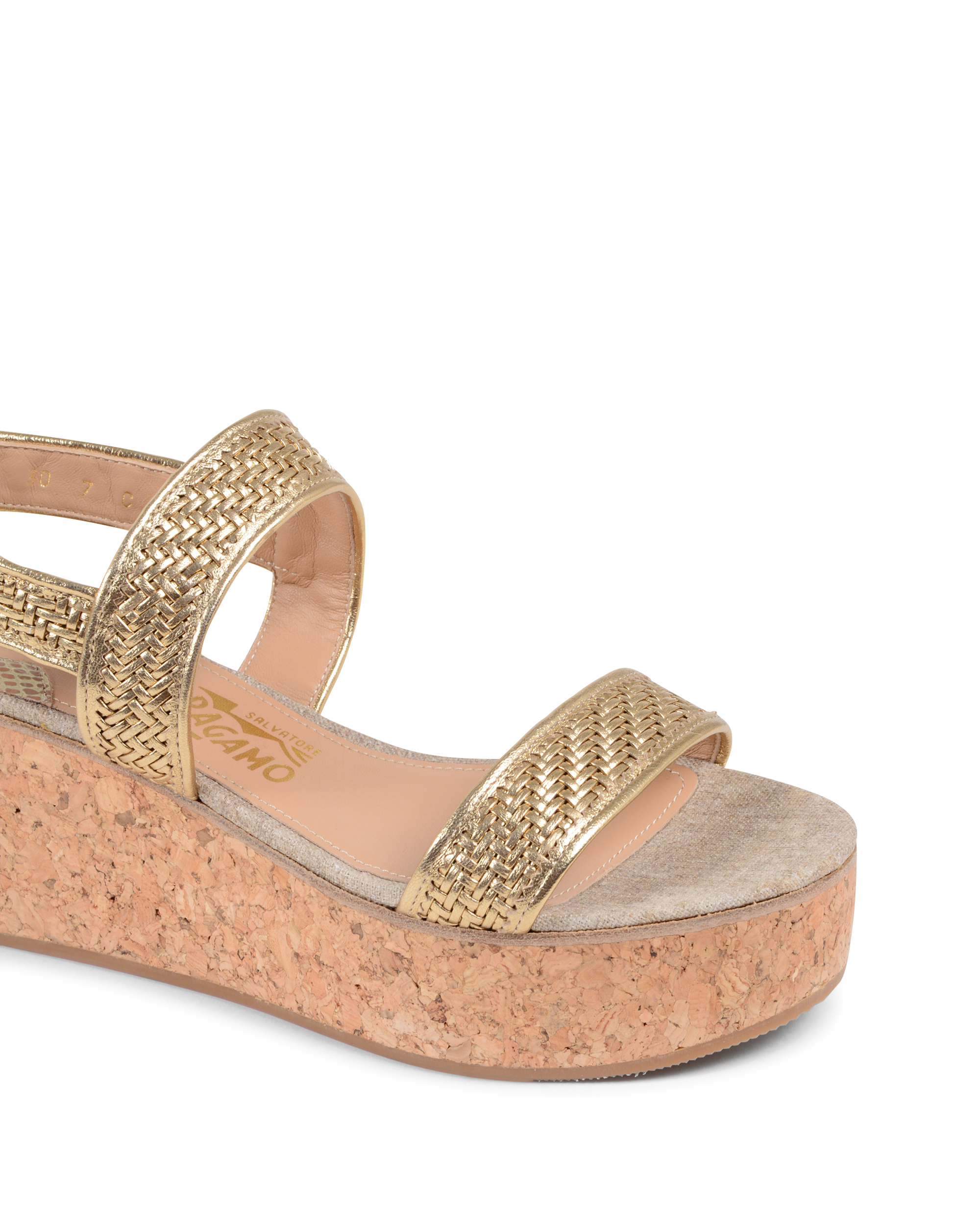 Sandalia de cuña para mujer Salvatore Ferragamo dorada EURITEA