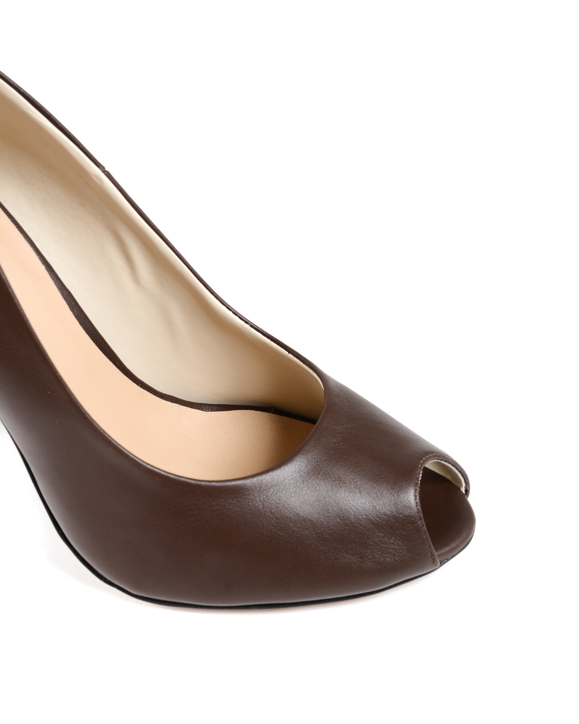 19V69 Italia Zapatos de salón para mujer con punta abierta, color marrón 303 VITELLO T. MORO