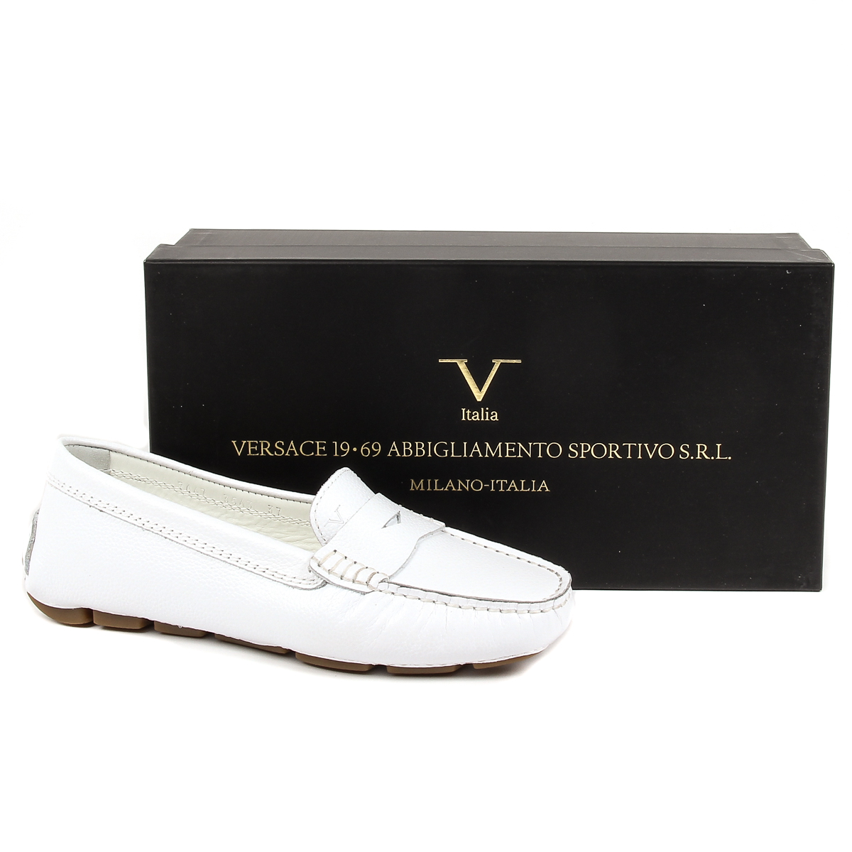 Mocasines V 1969 Italia para mujer, color blanco, AMALFI