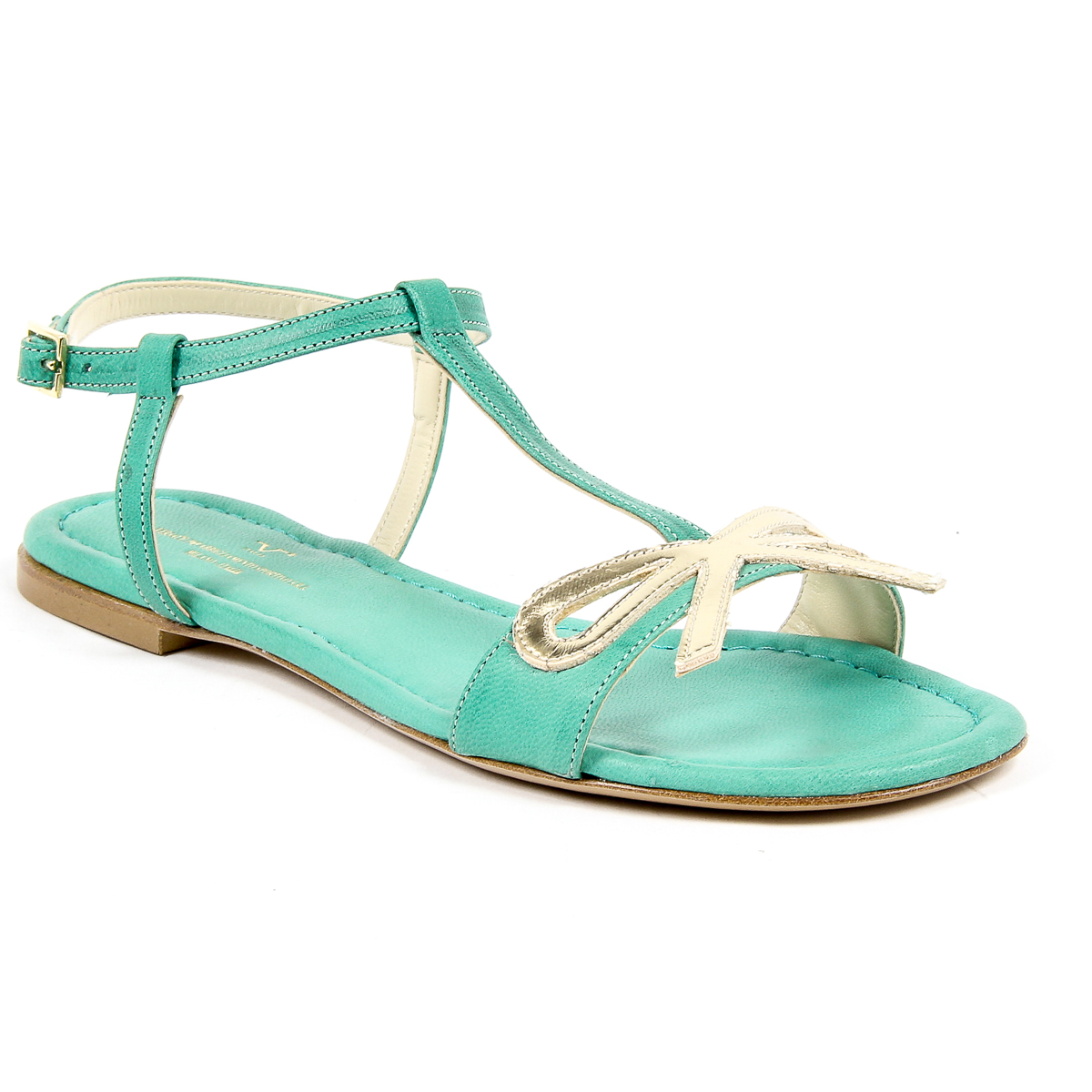 V 1969 Italia Sandalia plana para mujer Verde LISA