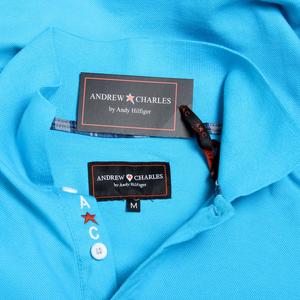 Polo Andrew Charles para hombre de manga corta azul claro SEFU