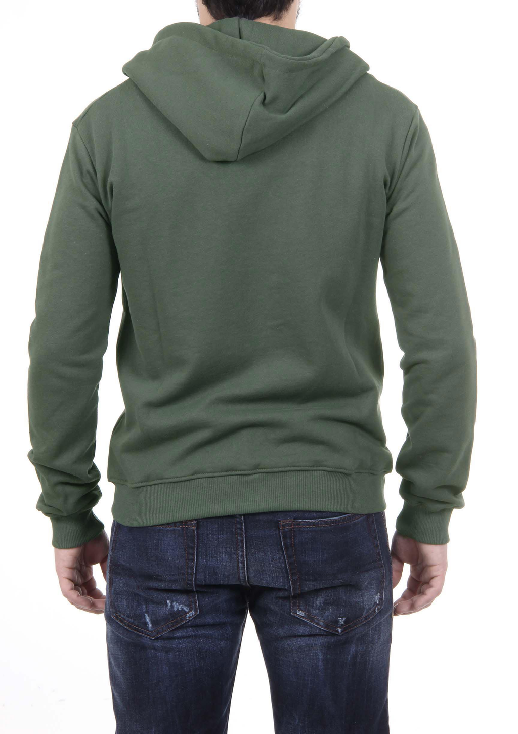 Sudadera con capucha y cremallera V 1969 Italia para hombre, ART. 4468, VERDE MILITAR