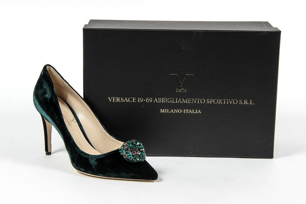 Zapatos de salón para mujer V 1969 Italia 3104104 VELLUTO VERDE