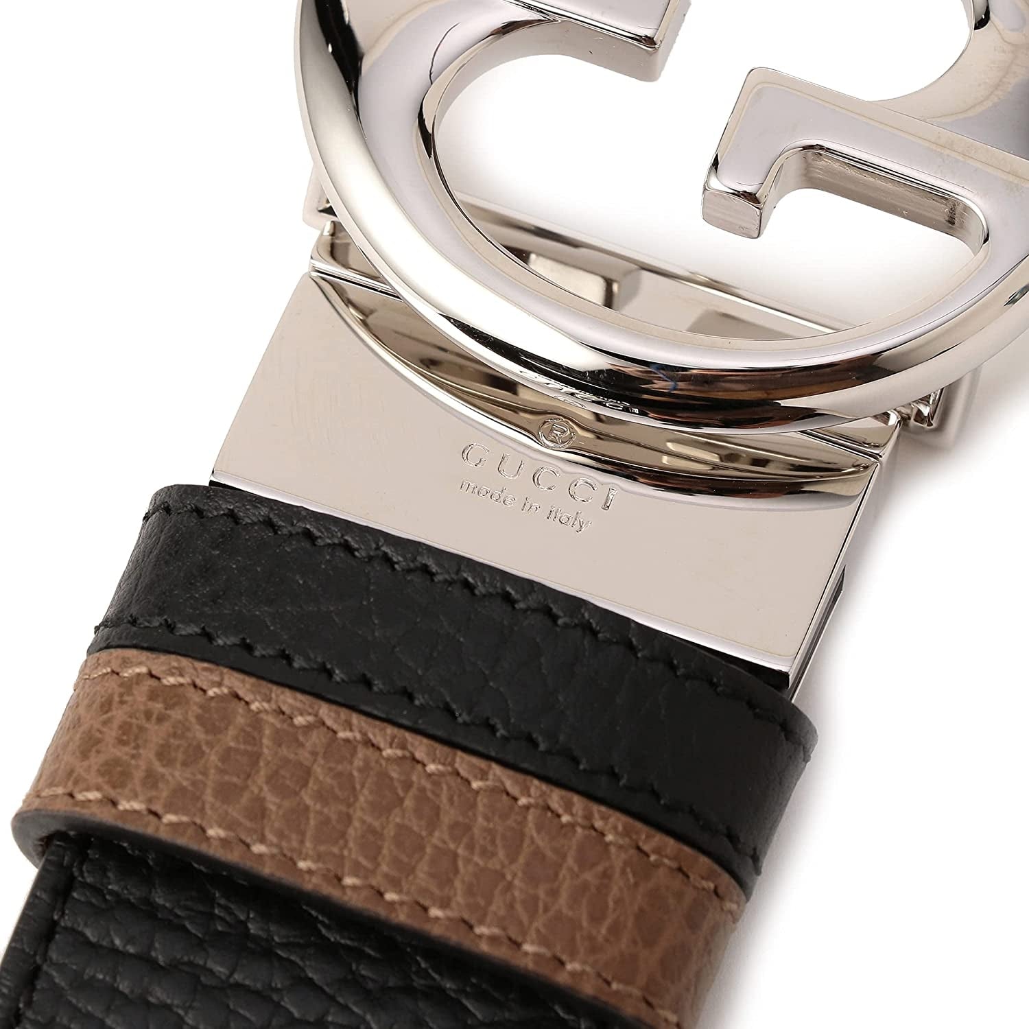 Cinturón reversible de cuero para hombre Gucci, color negro y marrón claro