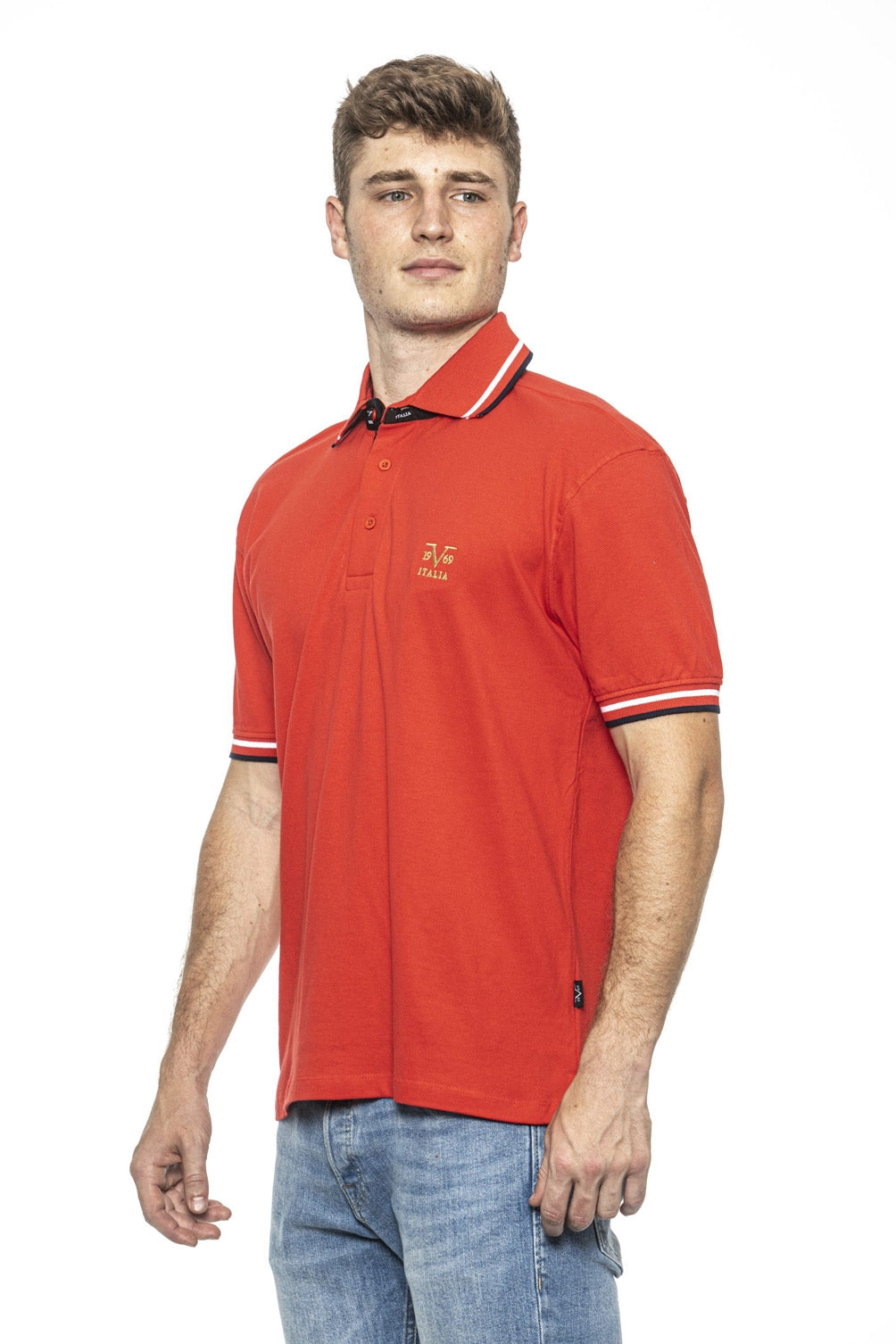 19V69 Italia Polo para hombre rojo RETRO ROJO