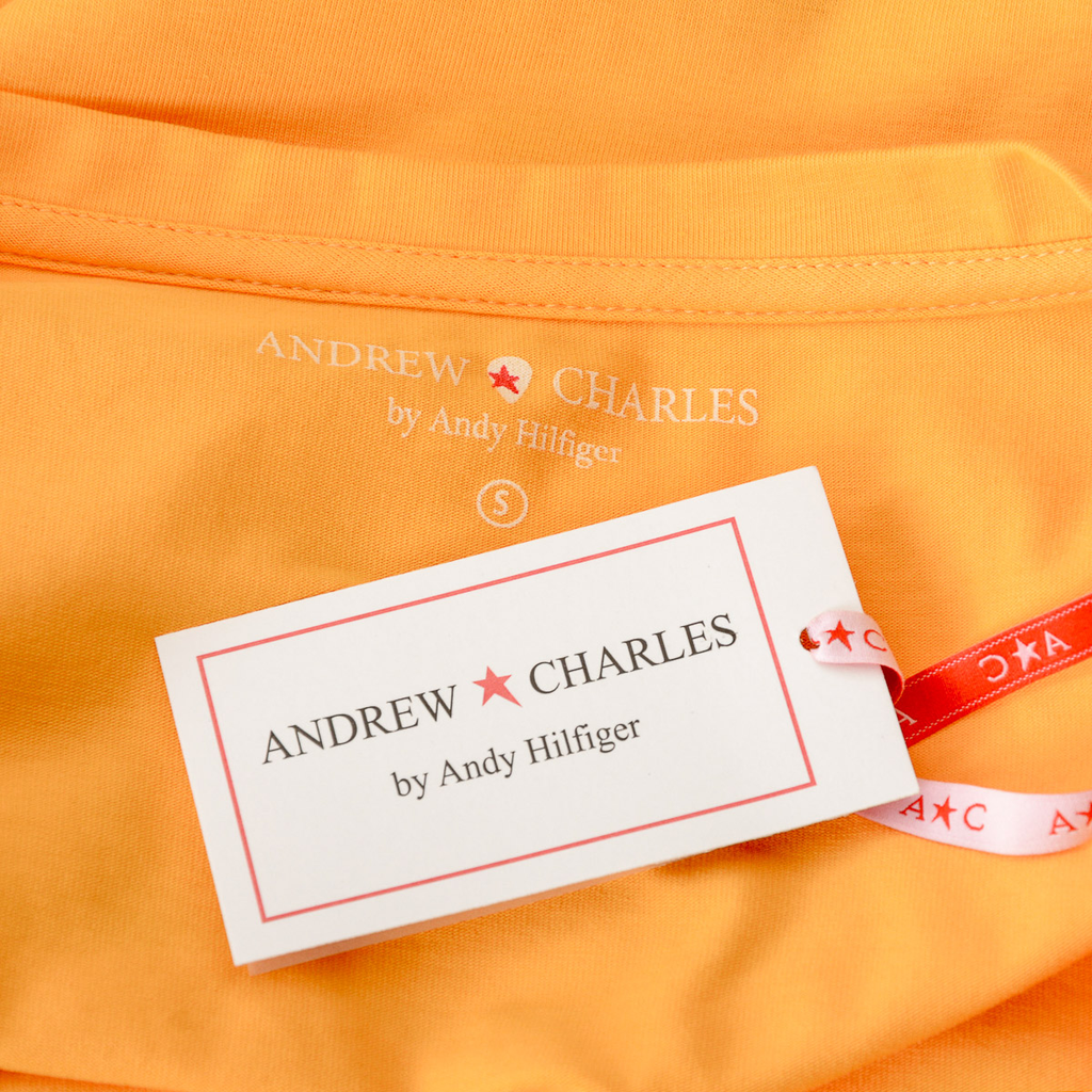 Camiseta Andrew Charles para mujer, manga corta, cuello en V, amarilla, TAPIWA