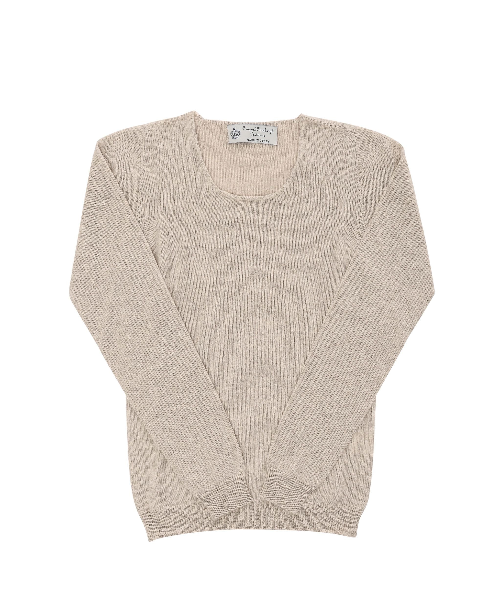 Suéter de cachemira con cuello cuadrado para mujer Crown of Edinburgh COE 0024 SAND