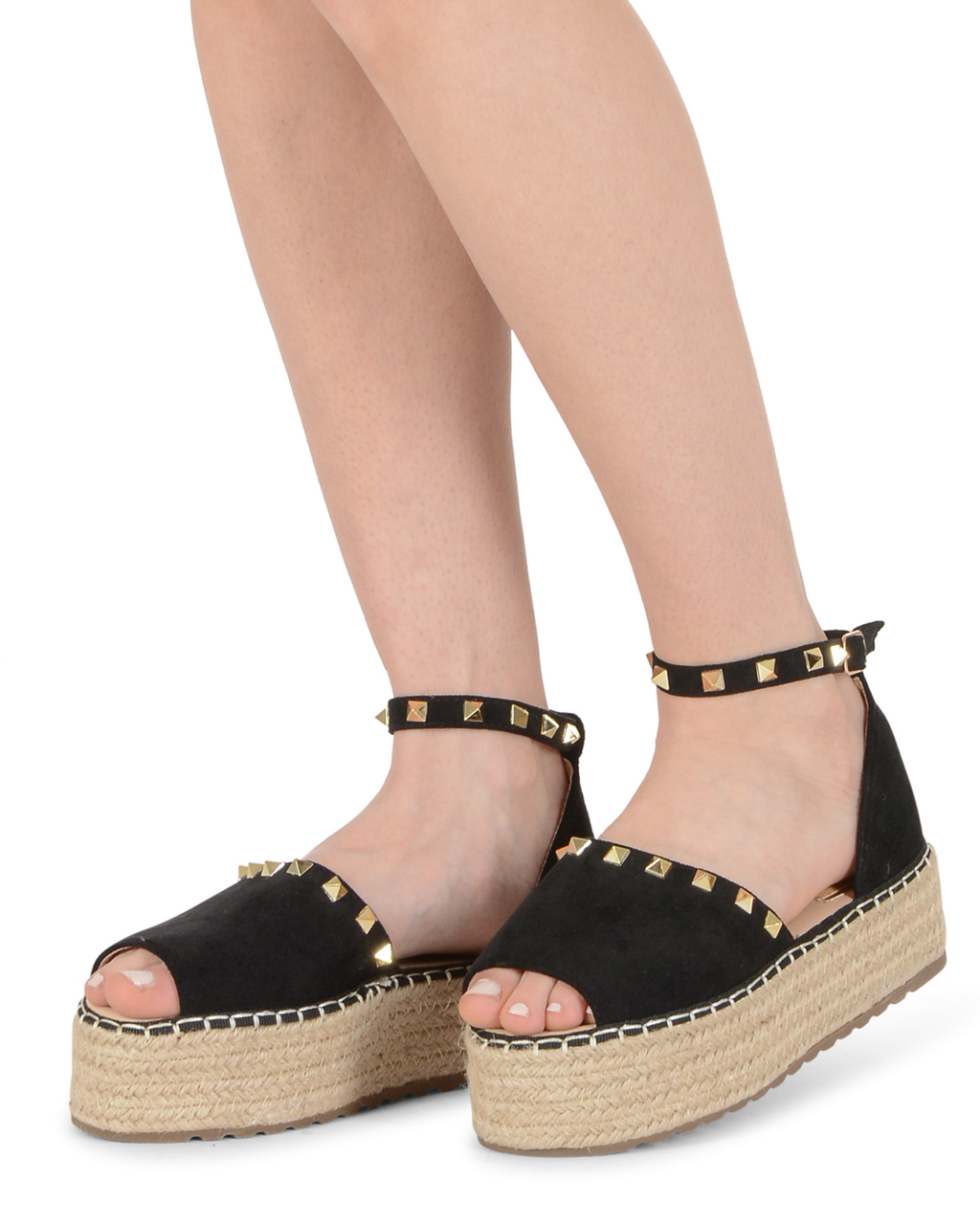19V69 Italia - Alpargatas de plataforma para mujer, color negro, V29 BLACK