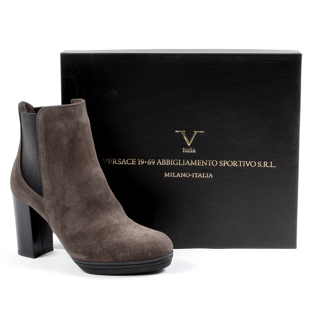 V 1969 Italia Botín de tacón para mujer Marrón MADELYN